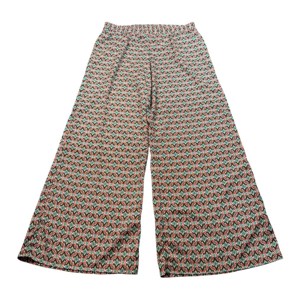 IVY JANE Womens L‎ Wide Leg Palazzo Pants Geometric Print Polyester USA Culotte